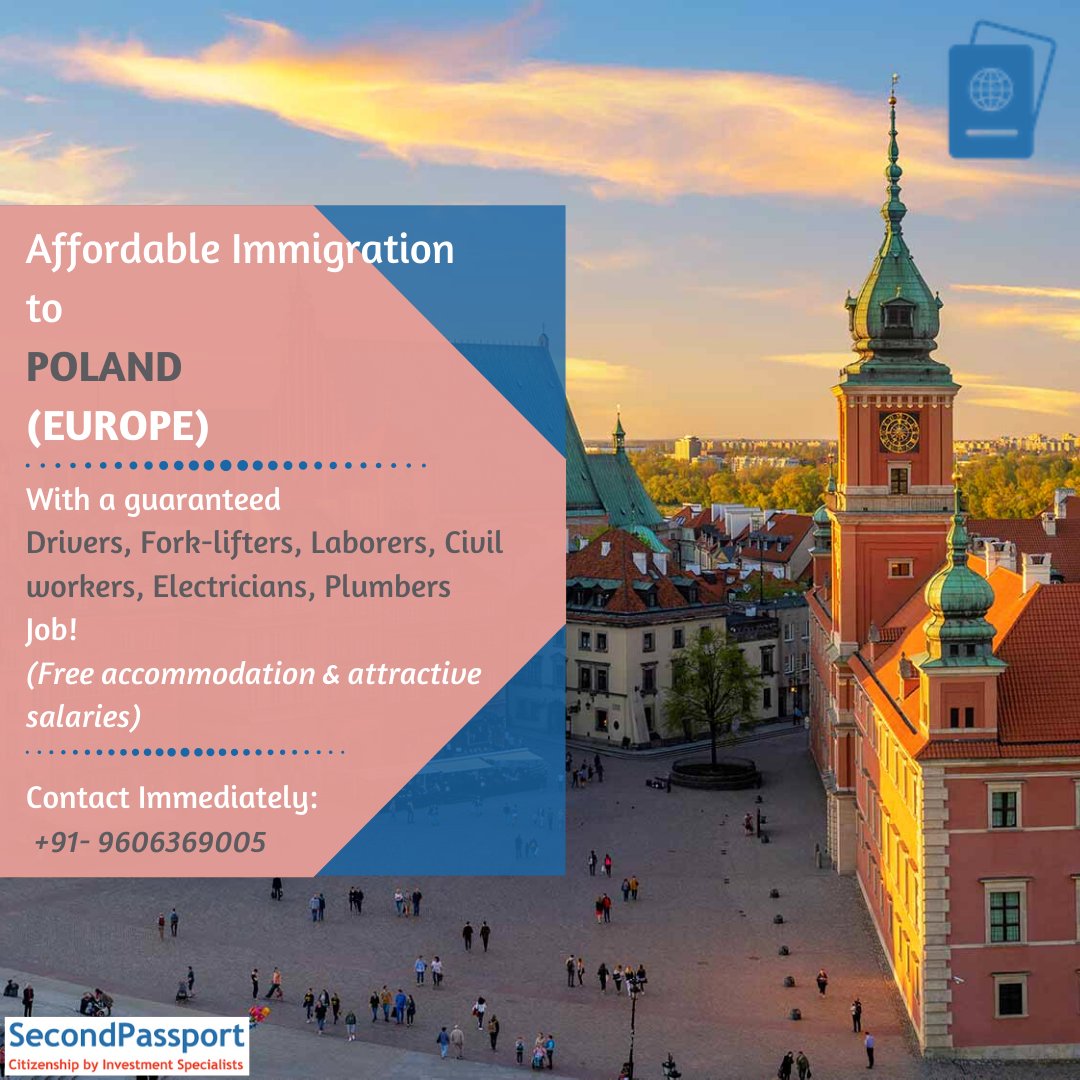 2ndpassportIn's tweet photo. Affordable #Immigration ✈️ to #Europe with a guaranteed #Drivers #Forklifter #Labour #Civilworker #Electrician #plumbers #job!🙋♂️
Hurry, Limited vacancies! Contact immediately +91-9606369005
#passport #visa #Poland #Chennai #Bangalore #Hyderabad #FridaysForFuture #secondpassport https://t.co/YOGqnSZd4S