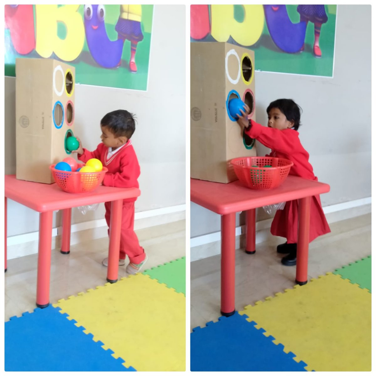 EdukidsI's tweet image. Edukids young ones learning identification of colors through balls.
#edukidsindore #edukids #coloridentification #preschool #playschool