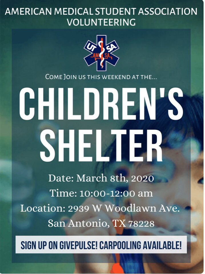 Good Morning Famsa❤️. This Saturday,we will be volunteering at San Antonio State Hospital from 2:00-4:00pm and on Sunday we will be volunteering at the Children Shelter from 10:00-12:0am. Come spend time with the children. Sign up on Givepulse💕. #Sash #Utsa