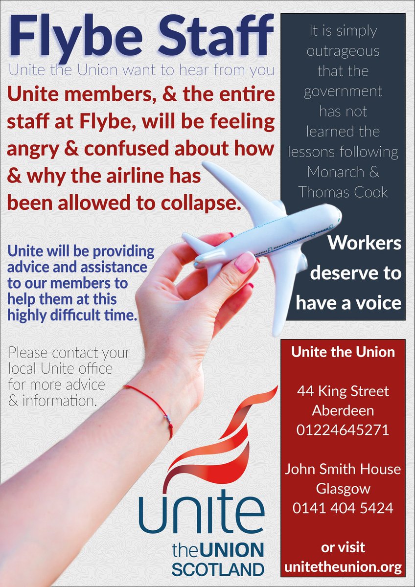 ClaireUnite's tweet photo. Unite will be providing advice and assistance to those affected #FlyBye @UniteScotland https://t.co/pIheVNBqxO