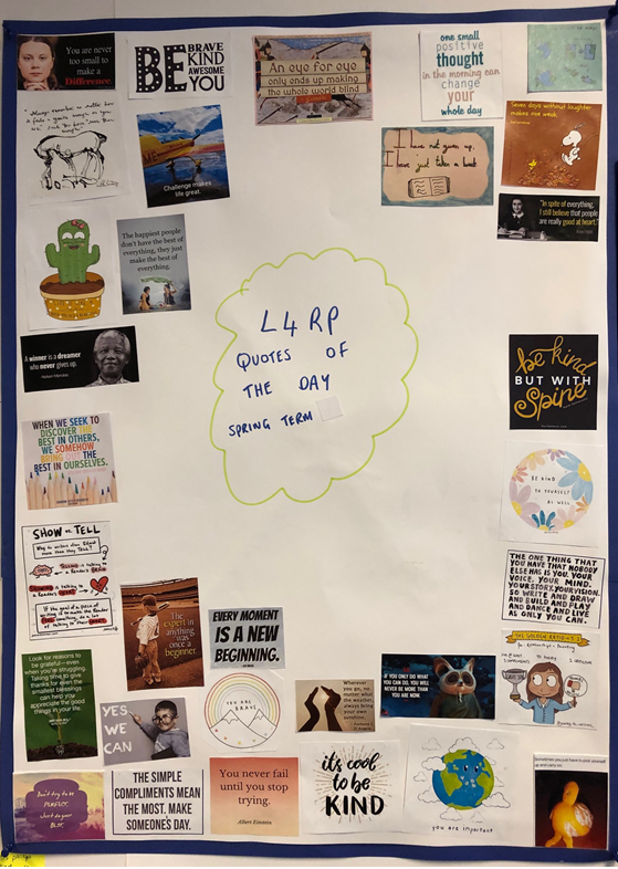 RhiPhillipsB's tweet photo. When nine year olds start writing your class Quotes of the Day, and nail the important messages, @AdrianBethune you know they're taking great strides in understanding how to take care of their mental health. #bsnjsl https://t.co/rncbOJlF1k