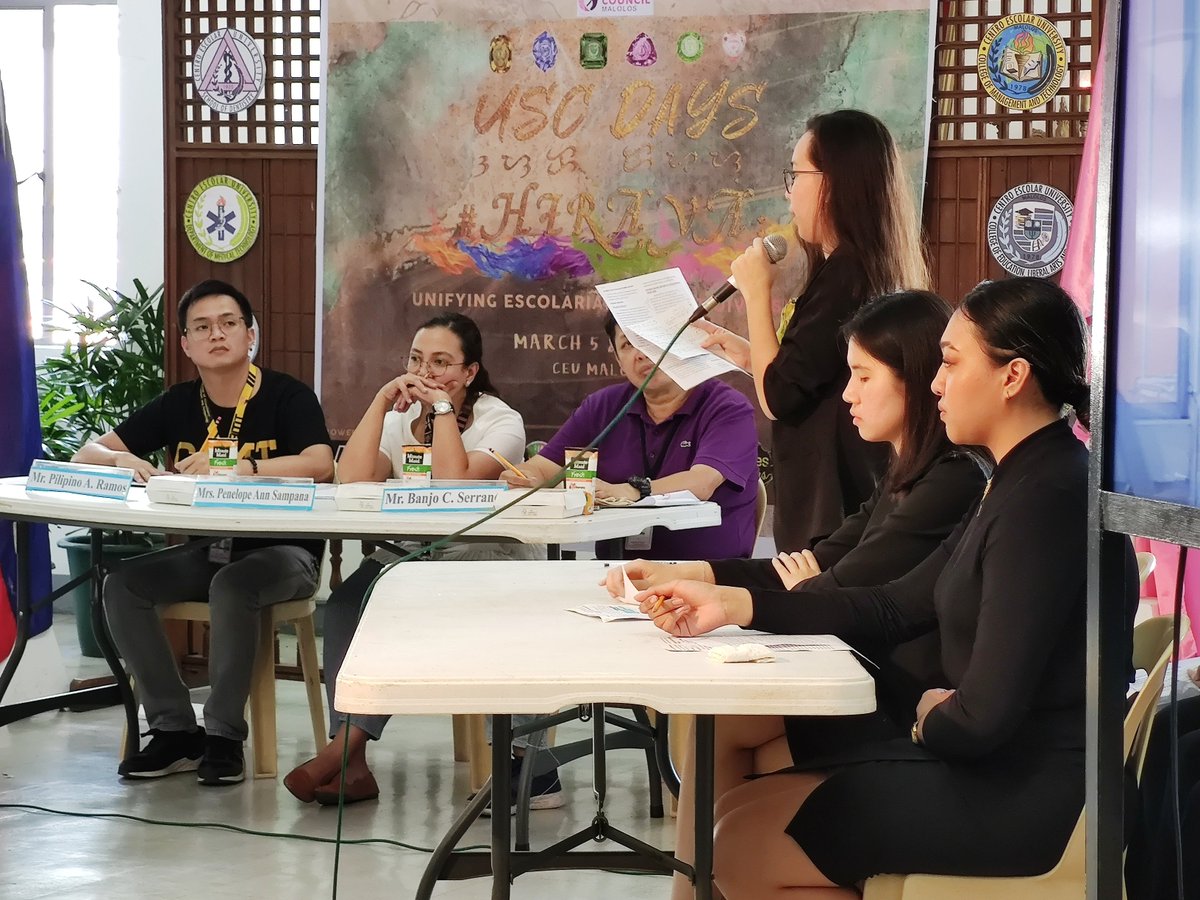 CEUmalolos's tweet photo. HAPPENING NOW: "Sikhaya" Battle of the Brains - Debacle 2020 ๐ฃ๏ธ
PMT vs. CAMT
#USCDays
#UnifyingEscolariansAmidstDiversity https://t.co/MJlrkHZ503