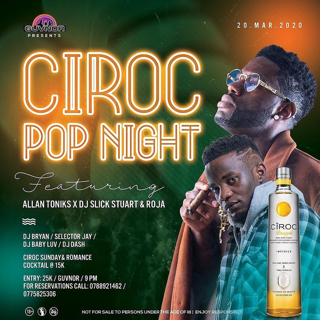 StuartAndRoja's tweet photo. Few days to the #CirocPopNight which will happen on 20th March, you just need 25k to join the part which will ft @AllanToniks https://t.co/YOaeEehCtV