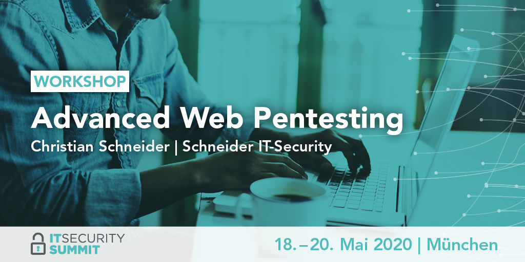 ITSecSummit's tweet photo. Unser Program Chair @cschneider4711 gibt bei dem nächsten #ITSecuritySummit gleich zwei spannende Workshops! U.a. zum Thema "Advanced Web Pentesting" 🔍 https://t.co/cEIEOfrWl1