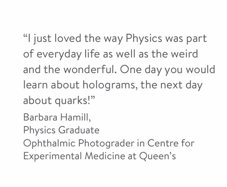 SMHSSci's tweet photo. A quote found in the 2020 QUB prospectus. Barbra is one of the ambassadors visiting @SMHSchool on Tuesday 10th March for our yr 10 &amp; yr 12 careers convention. https://t.co/OLaxw4HjL2