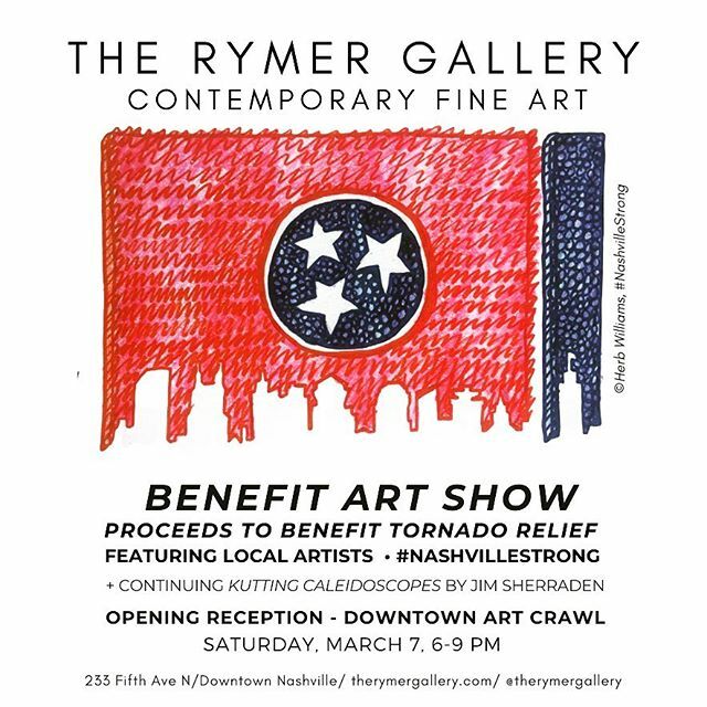 BENEFIT ART SHOW proceeds to benefit Nashville tornado relief ❤️ Saturday (3/7, 6-9pm) at <a href="/therymergallery/">The Rymer Gallery</a> for #firstsaturdayartcrawl &amp; opening reception for group exhibition featuring local artists, proceeds to benefit tornado relief.

Featured artists:… ift.tt/2TL85KX