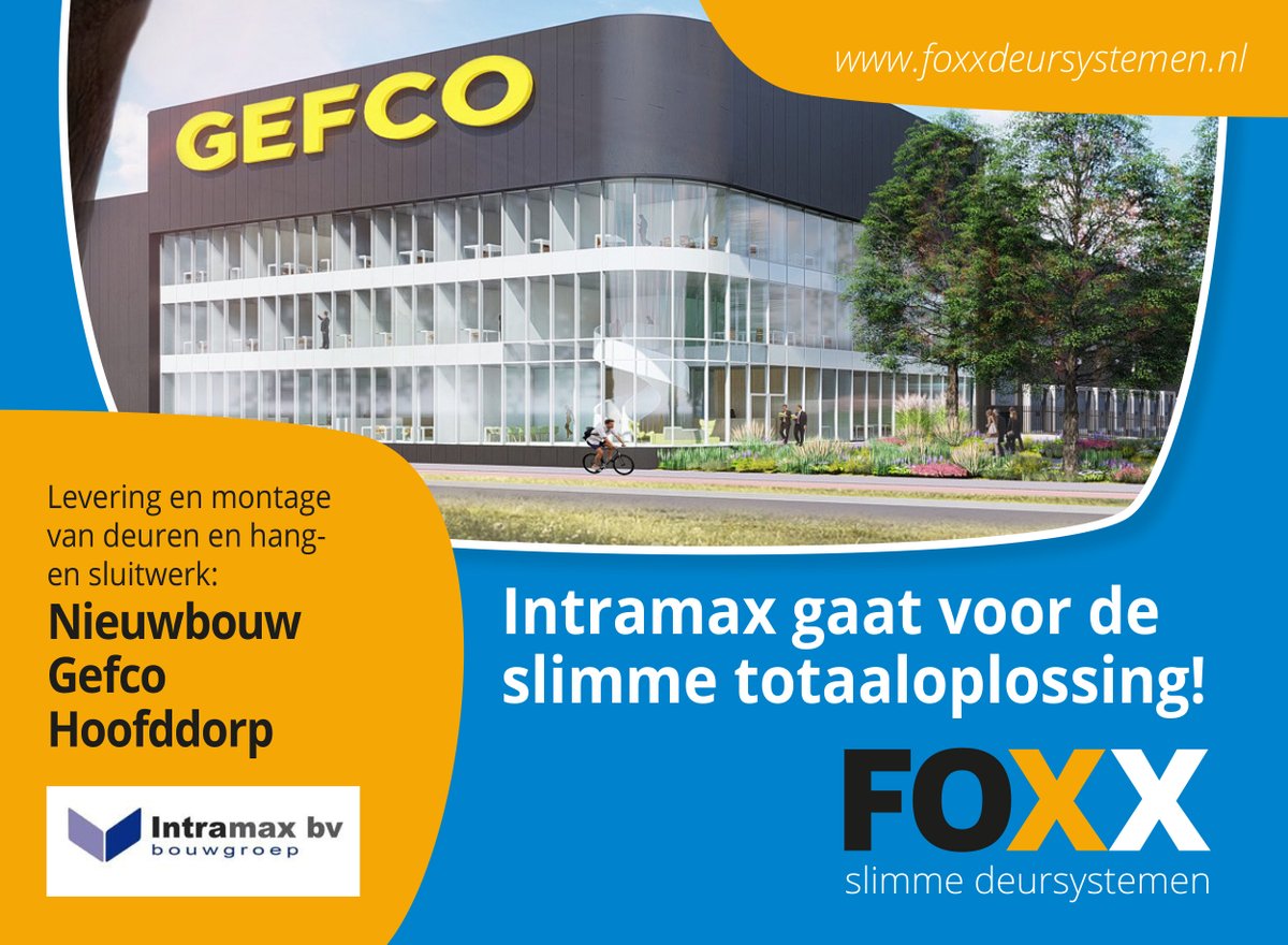 Voor het project: Nieuwbouw Gefco in #hoofddorp ging @intramaxBV voor de slimste oplossing: de levering en montage van deuren en hang- en sluitwerk via Foxx! #slim #deuren #hangensluitwerk
