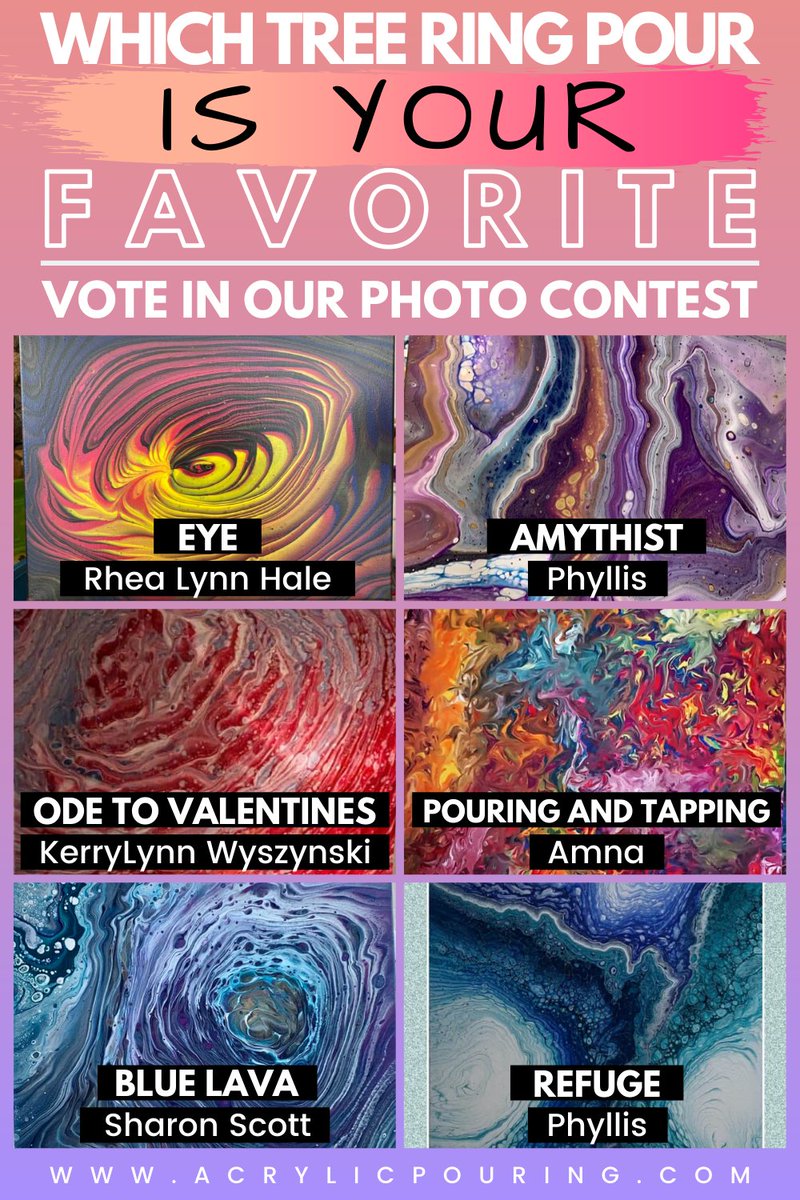 AcrylicPouring's tweet photo. Tree ring pour contest with the Acrylic Pouring community. All entries are welcome from fluid artists, pour painters, just make sure to use the tree ring technique. Submit your best artwork NOW. Everyone go vote for your favorite tree ring pours, get some art inspiration! #treer https://t.co/iOX2OvbnKS