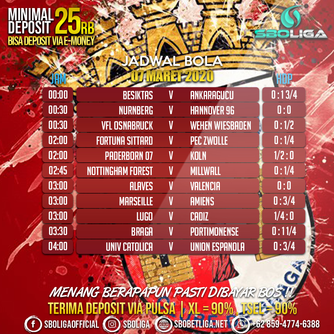 PZahraman's tweet photo. Jadwal pertandingan 07 MARET  2020
Pasang taruhan tim unggulan anda di ⚽SBOLIGA

#SBOLIGA #JudiOnline #SBOBET #BandarBola #AgenBola #Parlay #banjir #Euro2020 #RabuAmbyar #KamisAmbyar #JumatBerkah #ElClassico https://t.co/4T7kgELvd8