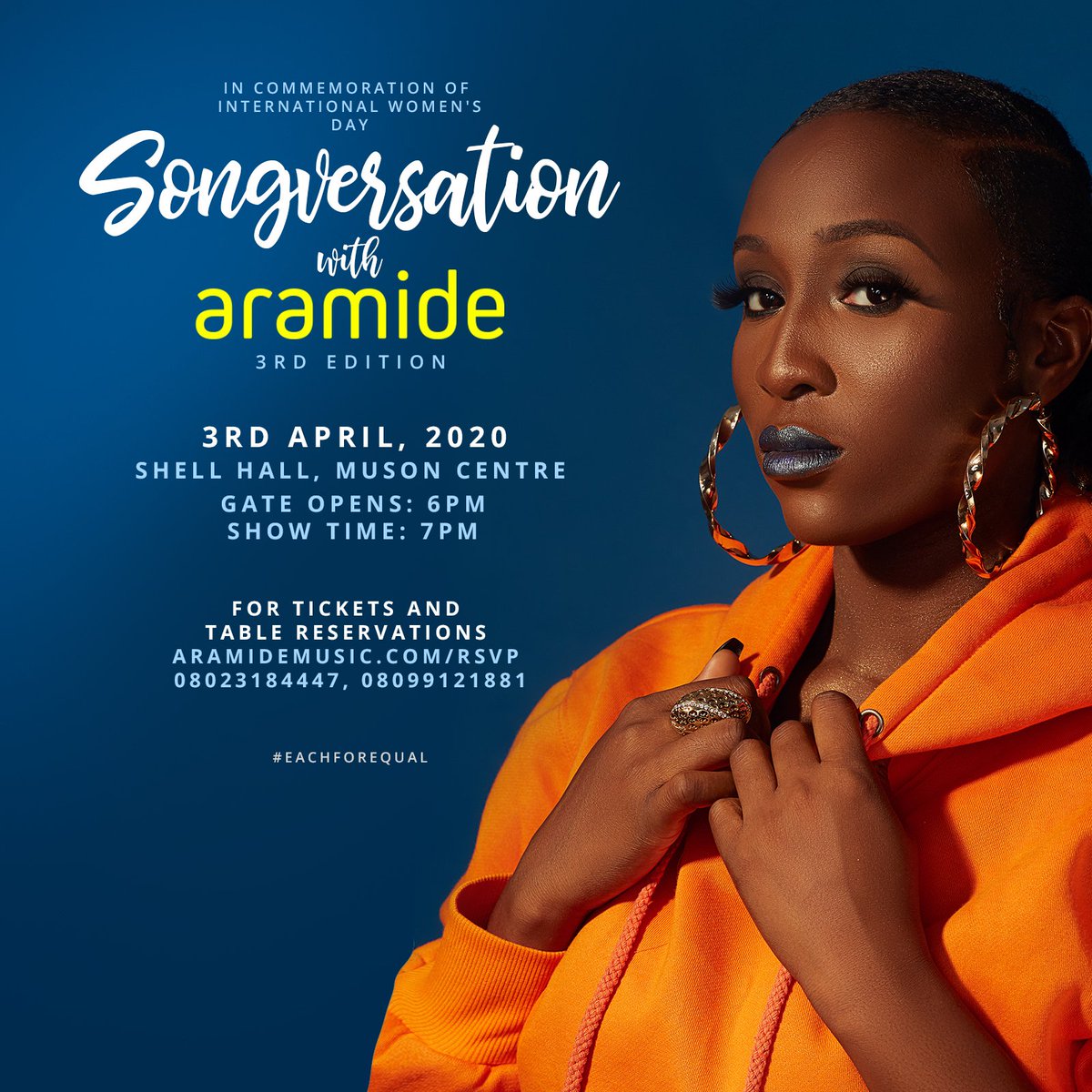 AramideMusic's tweet photo. The countdown is on!
Songversation With Aramide 3
Can't wait 💃💃
#SWA3
#SongversationWithAramide
#ThirdEdition
#Aramide https://t.co/uACJRc1p70