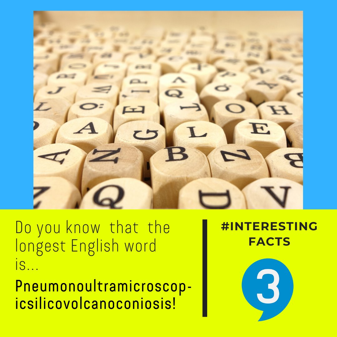 Studio3Alicante's tweet photo. La palabra más larga en inglés es «pneumonoultramicrosc-
opicsilicovolcanoconiosis», un término técnico utilizado en neumología para referirse a la enfermedad pulmonar causada por inhalar polvo fino de sílica. #alicante #learnenglish #word #longest #interestingfacts https://t.co/XU0LMEzDmD