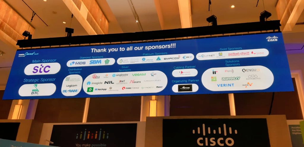 MalihaFHussain's tweet photo. A big shout-out to all our sponsors of #CiscoConnectSaudi - thank you from the #ciscoteam for making this event a huge success 👏👏🎉 https://t.co/kWTTFHX5GP