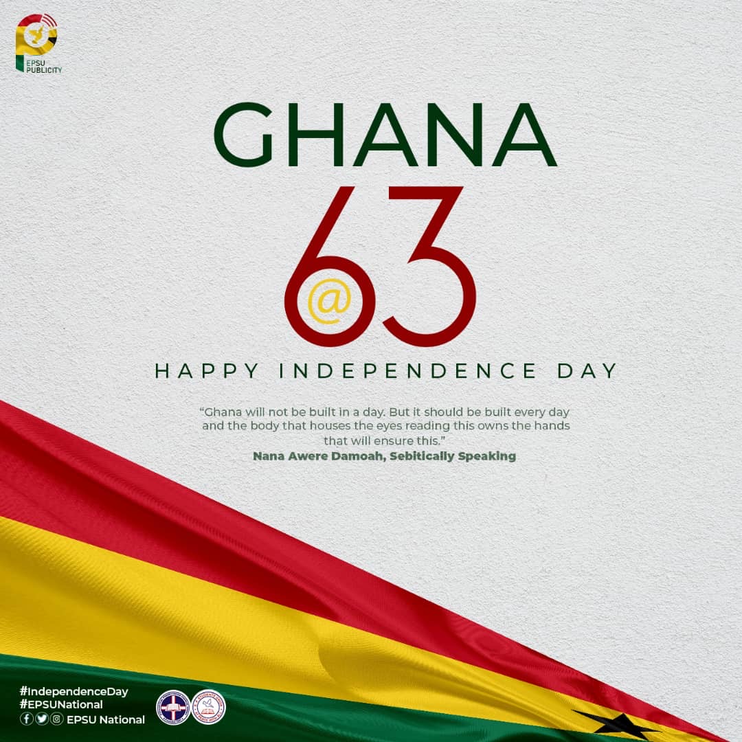 epsunational's tweet photo. Happy Independence Day

Let's build Ghana together. Let's stop seeing ourselves as being Akan's, Ga's, Ewe's, Dagomba's, and etc only. It's time to think Ghana, eat Ghana, wear Ghana, watch Ghana, love Ghana, believe in Ghana and be truly Ghanaians. https://t.co/zYMPBOibgI