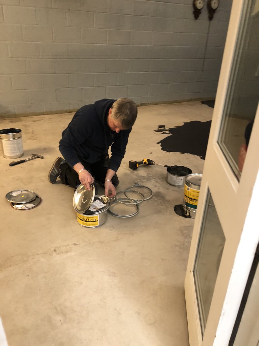 And so it begins! <a href="/dabflooring/">Darren Bird</a> Daz putting 1st phase on the floor, a few days of preps before final flooring can go down. Thank you Daz! #niceman