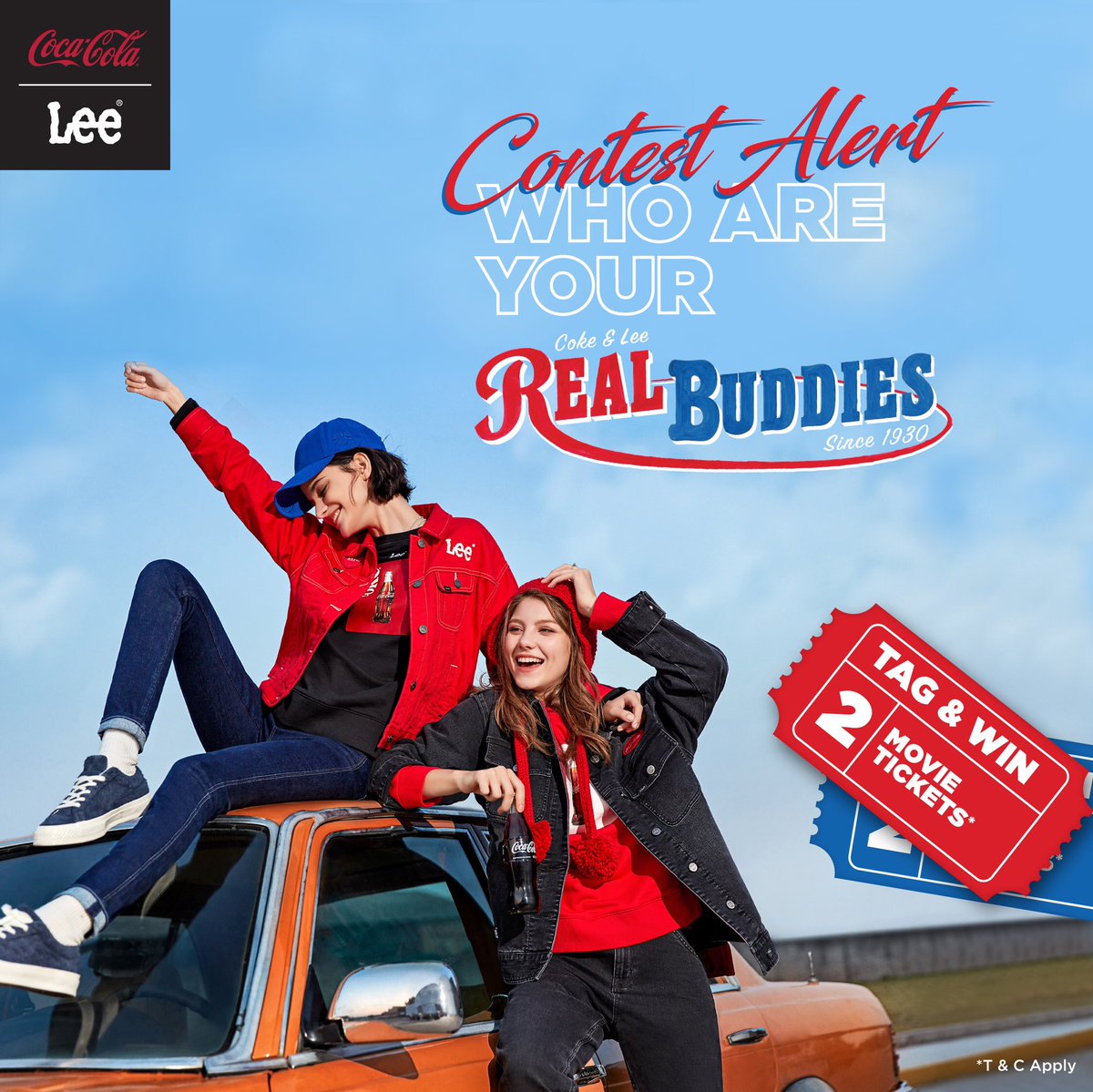 Lee_India's tweet photo. [CONTEST ALERT]
We’re so excited to announce the #CokexLee WHO ARE YOUR REAL BUDDIES? Contest.
To participate, all you got to do is-
1. Tag minimum 5 of your ‘Real Buddies’ in the comments below
2. Get them to follow us on Twitter
Top few winners will win TWO MOVIE TICKETS! https://t.co/DdVk3WFXM8
