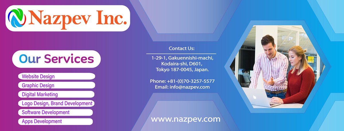 Nazpevinc's tweet photo. Nazpev Inc. is a Tokyo based graphic design &amp; IT company. We design Graphic contents, websites, creative logos, Business materials, EDM, etc. Contact us to make your dream design tasks. Reasonable price, but excellent quality.

Email: info@nazpev.com
https://t.co/JAqsH4g97E https://t.co/bDNdhaswwX