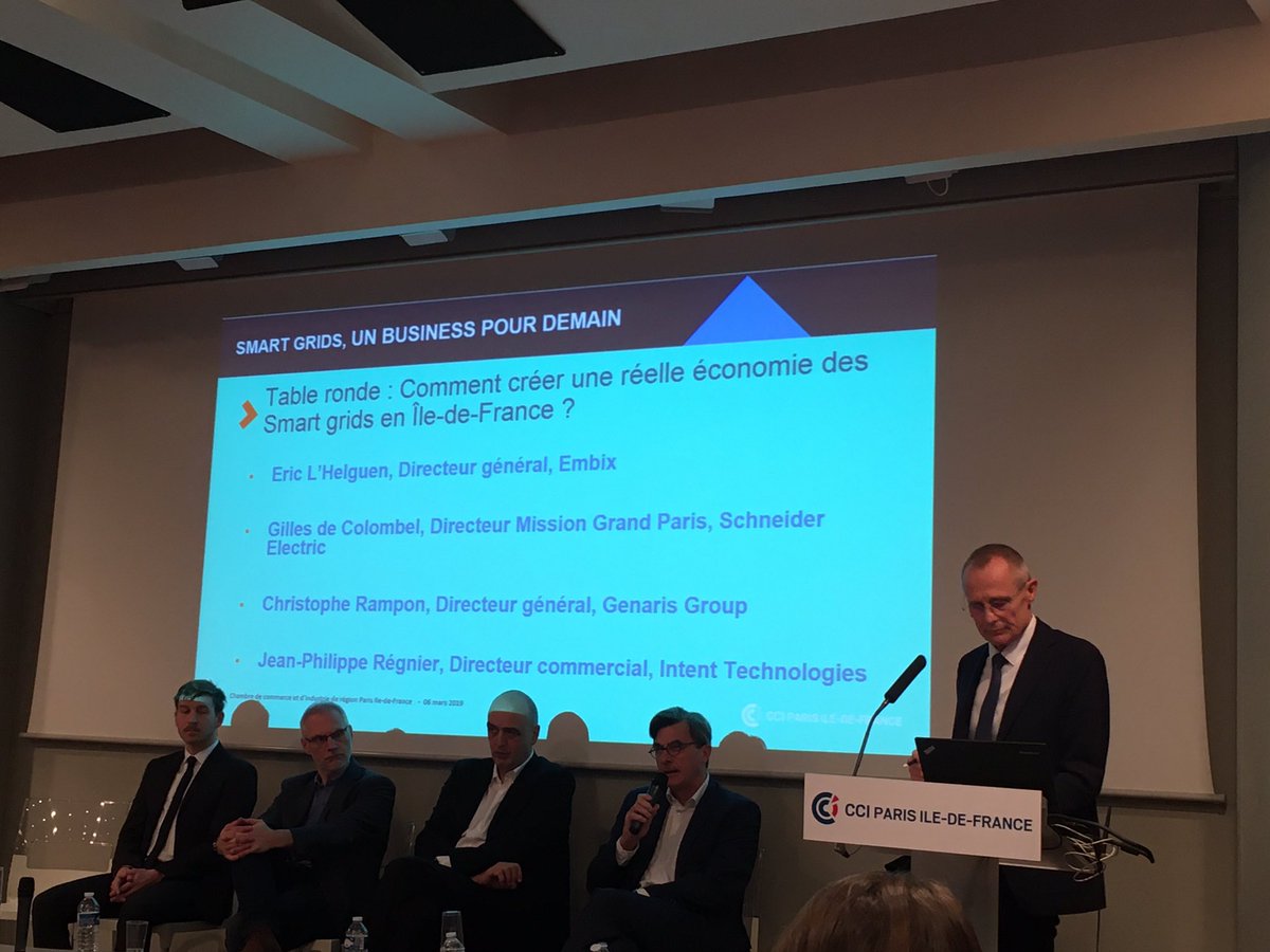 Ce matin présentation des conclusions rapport #smartgrid <a href="/CCI_Paris_IdF/">CCI Paris IdF</a> pour booster son développement en <a href="/iledefrance/">Région Île-de-France</a> avec <a href="/EMBIX4Cities/">EMBIX</a> <a href="/SchneiderElecFR/">Schneider Electric France</a> @GenarisGroup <a href="/Intentnews/">Intent Technologies</a> <a href="/EmpinetJ/">Empinet Jacques</a>