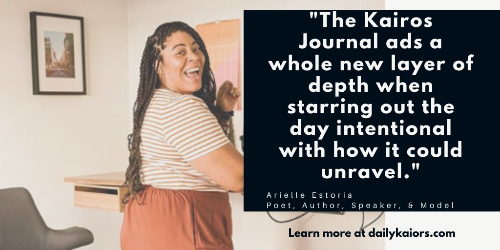 DailyKairos's tweet photo. @arielleestoria uses the Kairos Journal to go deeper into her morning meditation and quiet time. She wants to start out her day intentional because of how it could unravel. ♡
How do you start out your day? https://t.co/RuAh43JU9D