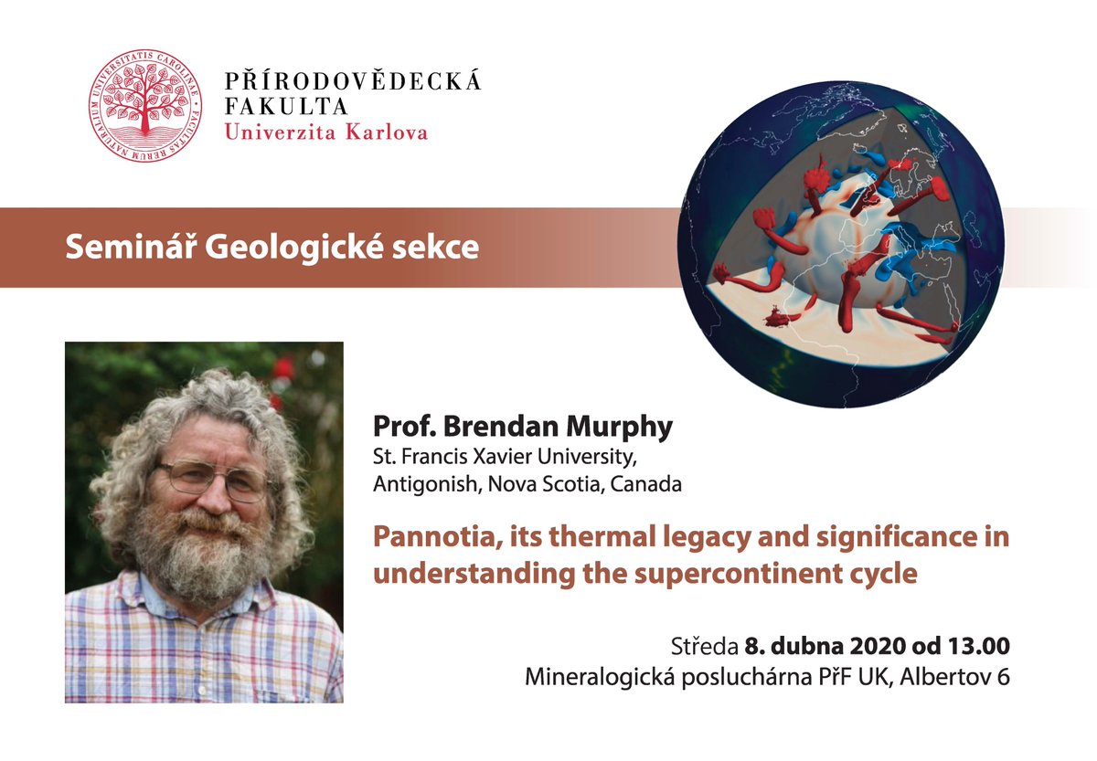 GeolPaleo's tweet photo. A special geologic seminar on the #Pannotia #supercontinent and #supercontinentcycle will be delivered by Prof. Brendan Murphy (@stfxuniversity).
Wednesday April 8th, Faculty of Science, @CharlesUniPRG .
#wednesdayseminar #geology #paleogeography #platetectonics https://t.co/OlkFx5a3WG