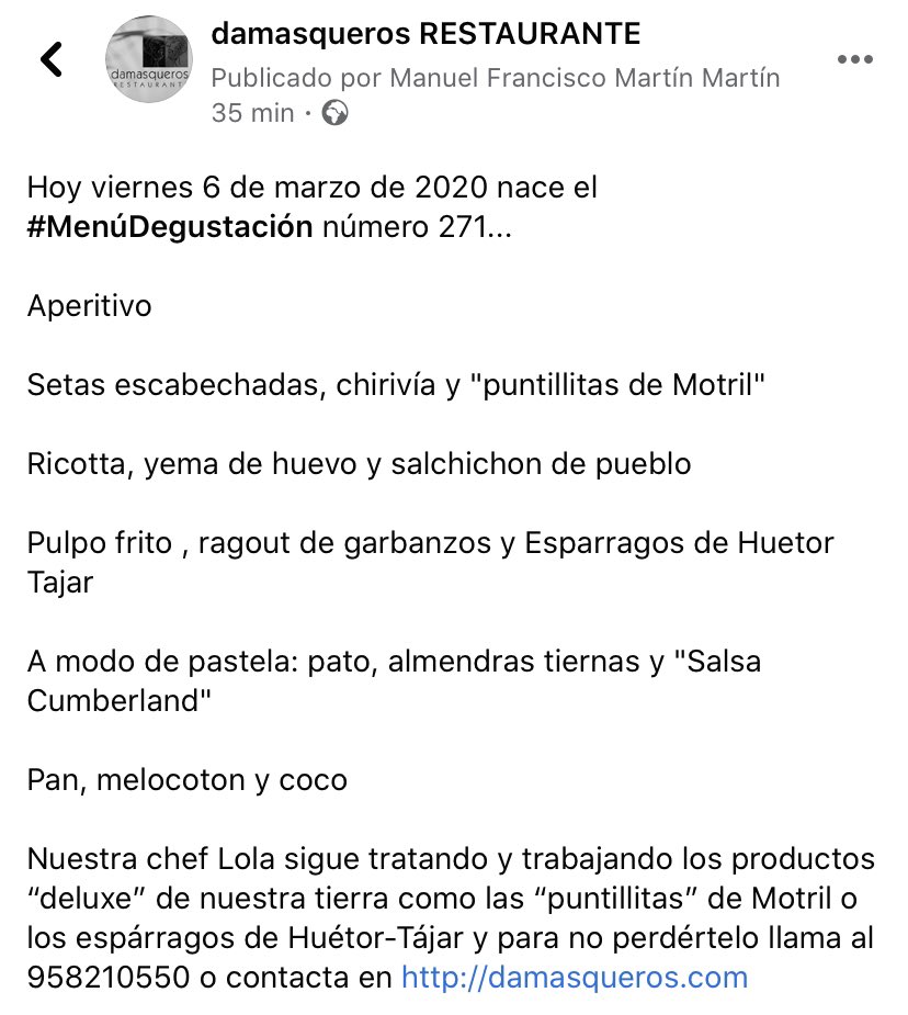 damasqueros RESTAURANTE tweet media