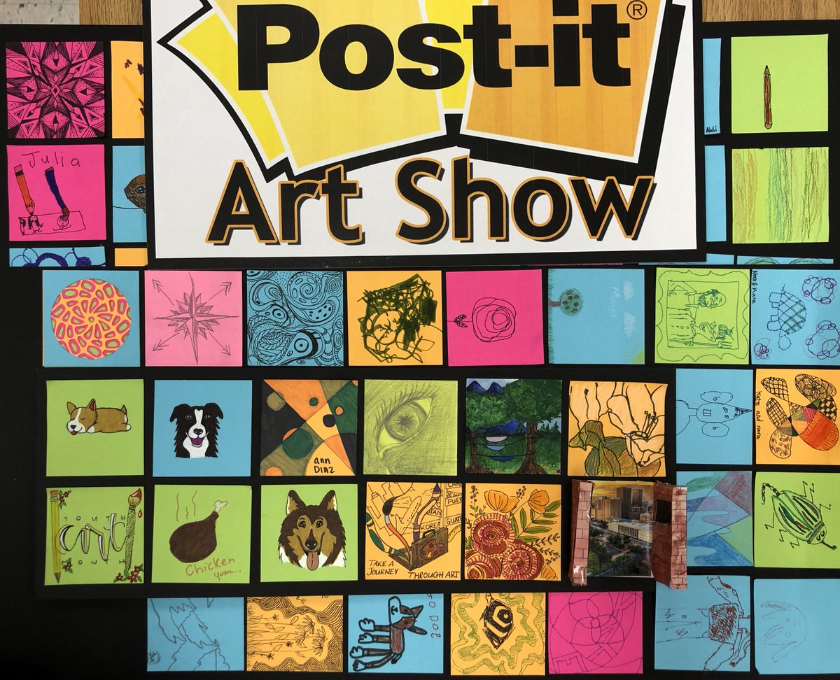 hhsstudio175's tweet photo. A little glimpse of one our YAM activities. We hope the size makes creating less intimidating. For those of you I see in the hallway everyday, I want to see a post-it creation soon!
#VAEAyam #vaartedyam20 #vaarted #ARTacrossVA20 #bluestreakpride https://t.co/AmCQN6Ow71