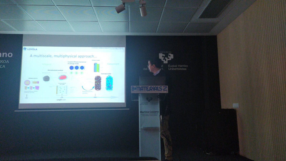 BCMaterials's tweet image. Dr. Francisco Montero from @LoyolaAnd is presinting the project VirtualBats that aims to find improvememt strategies for batteries.

#BCMaterials_Invited_Talks
