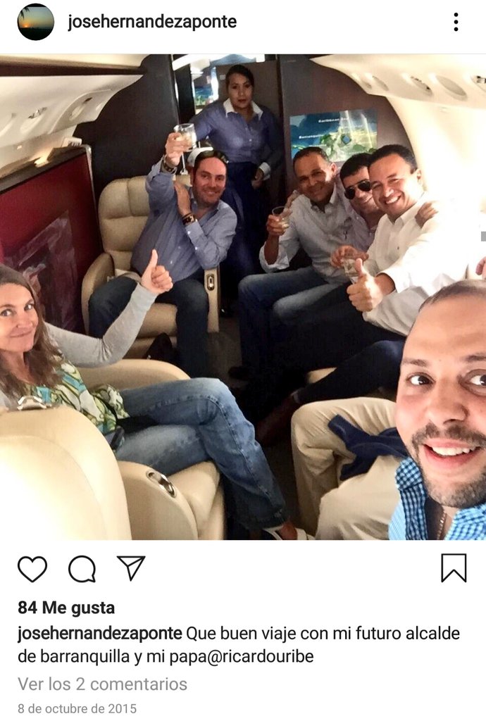 El vinculo de Char y  alias "el ñeñe"

El eje de la compra de votos pasa por Char, Gerlein, el ñeñe, pero hay varios más en el Caribe y en otros lugares del pais

¿A propósito de quien es el avión y quienes son los otros asajeros?