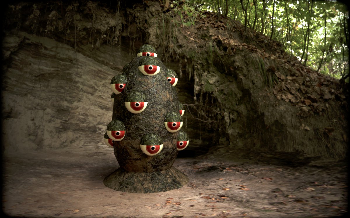GamedevCala's tweet photo. Today's theme at @LowPolyDaily is 'Monster'. #lowpoly Millioneye with a very simple shape and some texturing. Rendered in Substance Painter for the free-in-no-time Background Scene :)

#lowpoly_dailies #Blender3D #B3D https://t.co/cUAymJb7SN