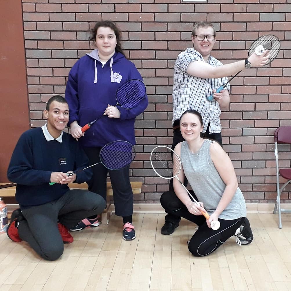 MencapPOW's tweet photo. Some of our ambassadors enjoyed a badminton session last night! Thanks for having us Cardiff Shadows. #inclusivity @MencapCymru @BBCCiN https://t.co/Bhp3VW2llu