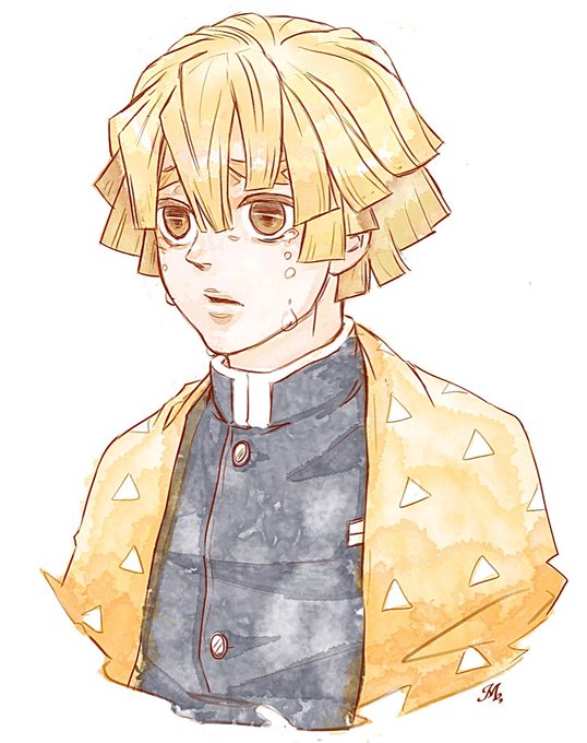 MさんがTwitterに投稿した我妻善逸(鬼滅の刃)のイラスト。