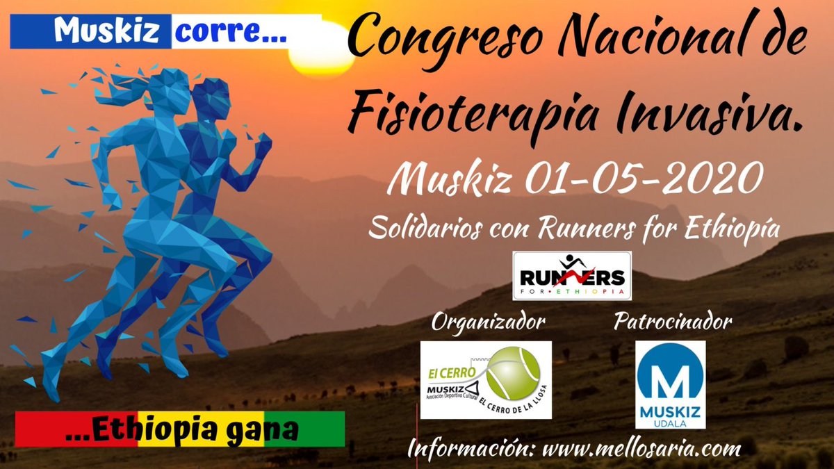 Apoya a <a href="/run4ethiopia/">RunnersForEthiopia</a> participando en el Congreso Nacional de #FisioterapiaInvasiva que se desarrollará el 1 de mayo en Muskiz (País Vasco)

Más información e inscripción aquí 👇
ow.ly/H8Su50yErDM