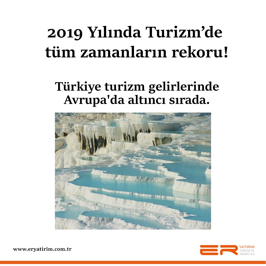 Kültür ve Turizm Bakan Yardımcısı Nadir Alpaslan, turizmde tüm zamanların rekorunun kırıldığını, Türkiye'yi ziyaret edenlerin sayısında yüzde 12,2 artış yaşandığını belirterek turizm gelirlerinde Türkiye'nin Avrupa 6'ncısı olduğunu bildirdi.
#eryatırım