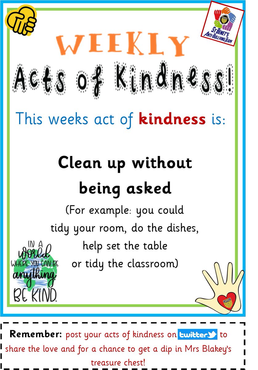 St_Benets's tweet photo. This weeks ACT OF KINDNESS from our Anti Bullying Team is... don't forget to tweet them please! #inaworldwhereyoucanbeanythingbekind #SBABT20 https://t.co/MZhxczNl42