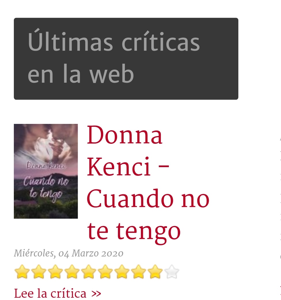 RNR_elrincon's tweet photo. ¡Buenos días! 📚 Hoy os dejamos una nueva crítica destacada realizada por Rocío DC, sobre la novela Cuando o te tengo de Donna Kenci  ❤ #CríticaDestacada #NovelaRomántica #Reseña @donnakenci
https://t.co/sRc8jrxijn https://t.co/LZN1zvCCjT