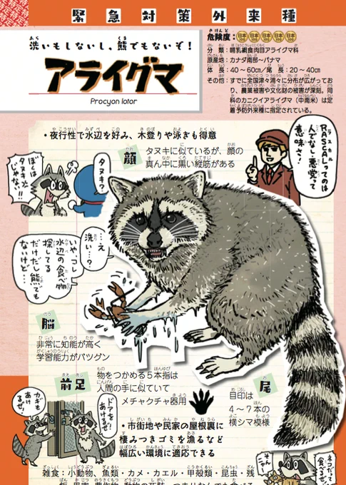 『侵略!#外来いきもの図鑑 もてあそばれた者たちの塗り絵』外来種の彼らがどんな生き物なのか、なぜ日本で増えているのか、そもそもの原因は何なのか、外来種=悪と一括りにする前に、本(https://t.co/SaWdnEO53c)やネットで調べながら塗っていただければと思います。#イラストレーターにできること 
