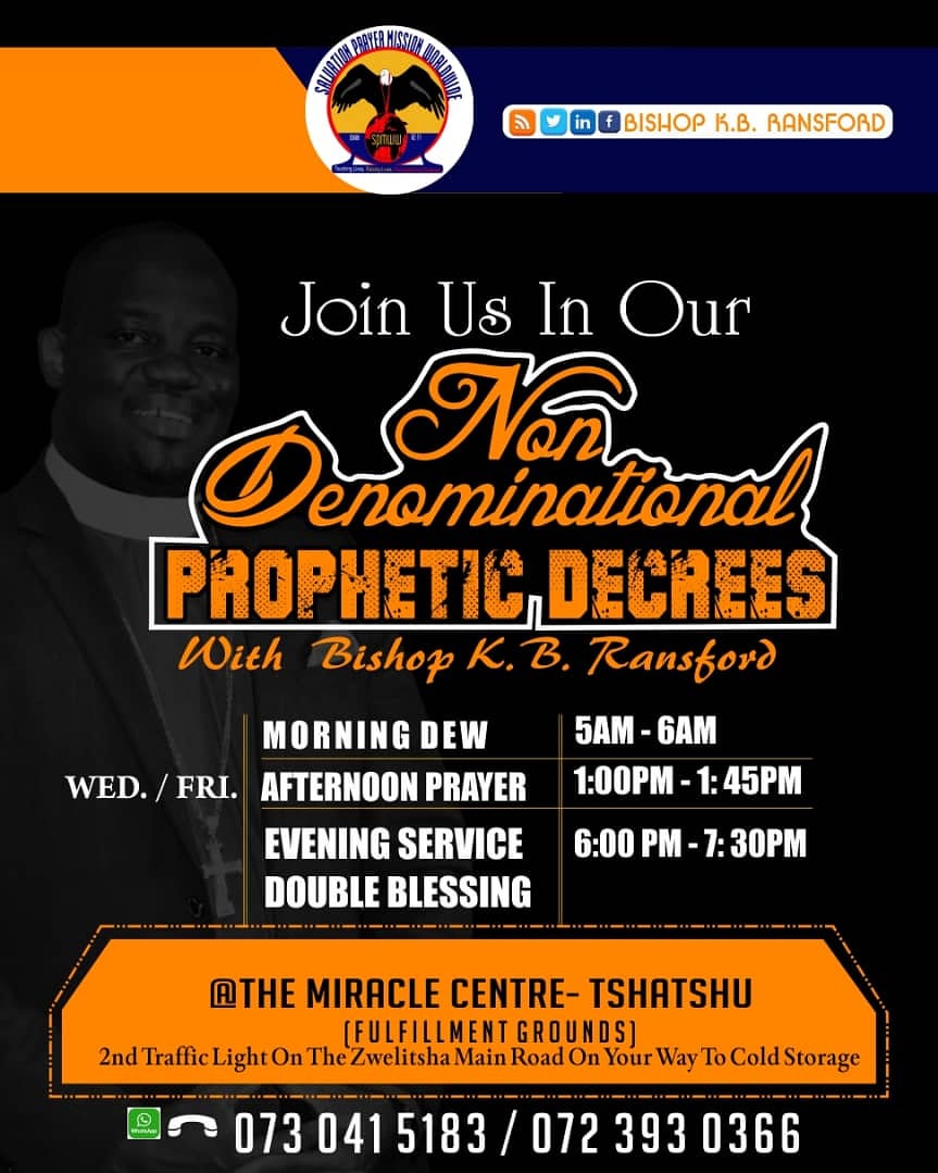 spmww_SA's tweet image. Hello family 😃 

Remember to join us for #TotalNonStop prayer and prophetic decrees with our host Bishop KB Ransford. 

#DivineDecrees #Declarations #Proclaimations  #DoubleBlessings
