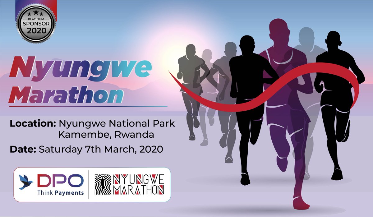DPOGroup's tweet photo. 1 Day to go! 

Come meet our team tomorrow at the @NyungweMarathon. 
Register today and pay using Mobile Money - (MTN, Mpesa, Tigo and Airtel) &amp; all cards - (Visa, MasterCard &amp; Amex)

https://t.co/8jW2euOnv1

#ThinkPayments
#ThinkDPOGroup
#NyungweMarathon
#Rwanda https://t.co/QJb7BmQK3R