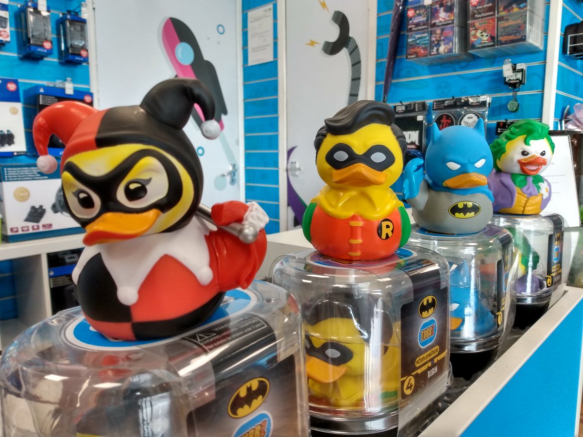 GeekStoreHull's tweet photo. Holy Tubbz! The ducks have arrived in the shop. The latest release of Tubbz are here in store now. Check out the Ghostbusters and DC ducks all at £12.99 each or 2for £20. Who you gonna call? @PrincesQuayHull #geekstore #tubbz #ghostbusters #DC #batman #HarleyQuinn https://t.co/0AkKP0rIFl