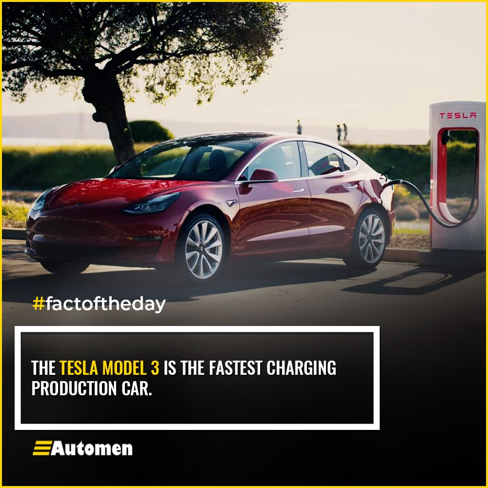 AutomenIndia's tweet photo. #factoftheday
The Tesla Model 3 Long Range can charge at a peak rate of 250kW which results in up to 289 kilometres of added range to the battery in 15 minutes!
#tesla #teslamodel3 #teslamotors #teslalife #elonmusk #model3 #teslagang #carsdaily #automen #teslaboys #automended https://t.co/Mbm3rrnRsX