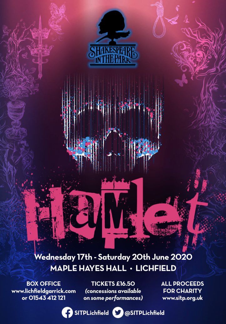 Incredibly excited about this years’ production of Hamlet. Come along to the open meeting if you would like to find out more, or if you’re interested in being involved. 25th March, 7pm onwards at The Hub, St Mary’s, Market Square, Lichfield.