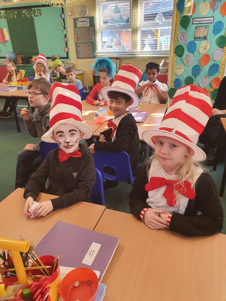 stmichaelssg1's tweet photo. It's Dr Seuss Day! Celebrating books and having fun! https://t.co/z3ltBWduaH