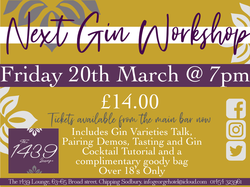 Next workshop tickets on sale <a href="/georgehotel1439/">The George Hotel</a> #GinWorkshop #GinLovers
