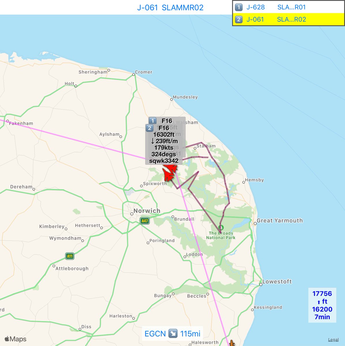 amagicdrag0n's tweet photo. #realadsb #EGCN Type: #F16 Tail: #J061 Callsign: #SLAMMR02 Icao: #48041A https://t.co/JzTRj6qunq