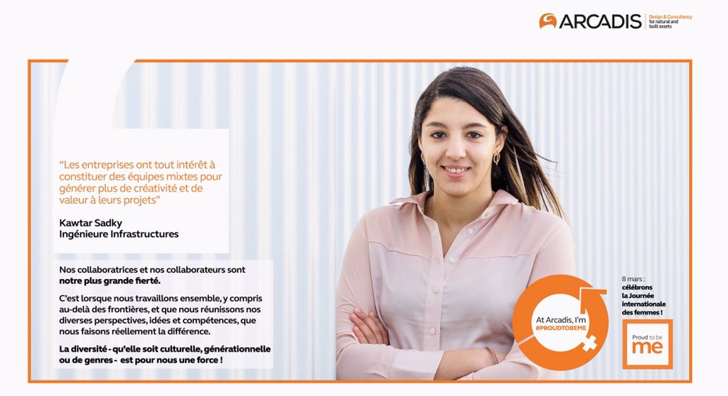 ArcadisFR's tweet photo. Nos collaboratrices & collaborateurs sont notre plus grande fierté. La #diversité qu’elle soit culturelle, générationnelle ou de genres est pour nous une force !
#WomensDay #ingénierie #IngéEgalité #ArcadisWomen #ProudtobeMe #Mars8 #8Mars #Arcadis #EgaliteFH #IWD2020 #Femmes https://t.co/riq9K8iGKZ