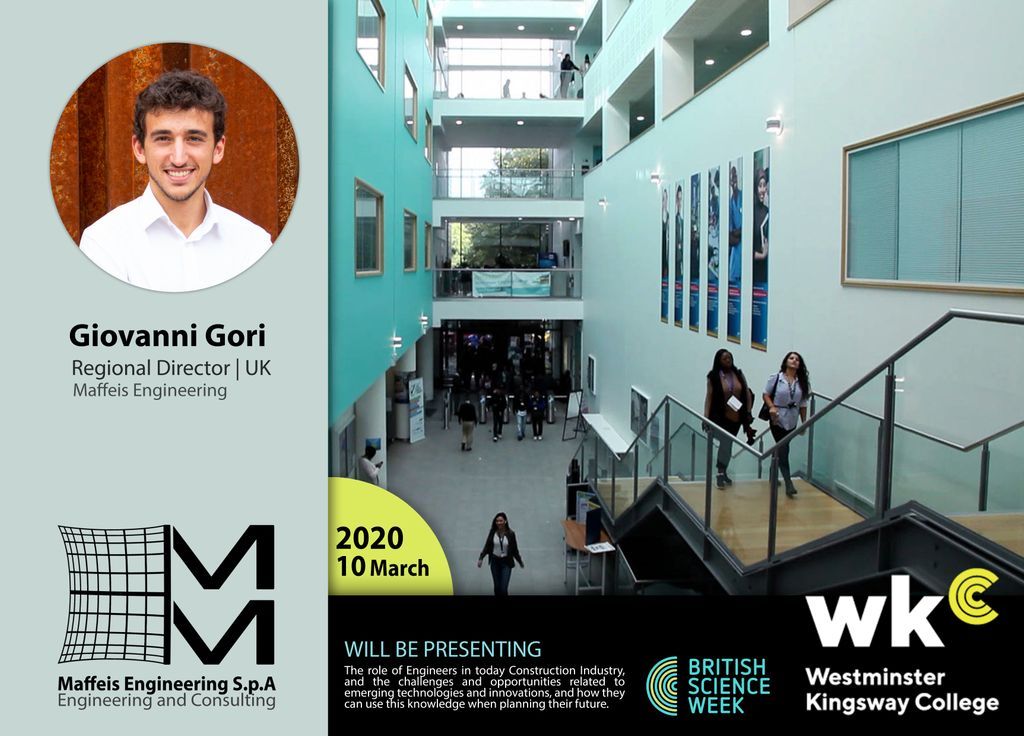 maffeisengineer's tweet image. For the British Science Week, next Tuesday 10th of March our Regional Director UK Giovanni Gori has been invited from the Westminster Kingsway College to give a presentation on the projects of Maffeis Engineering in the UK.

#MaffeisEngineering #BritishScienceweek