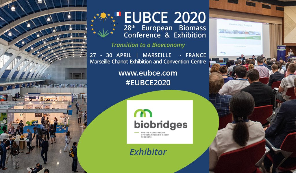 EUBCE's tweet photo. 📢We are glad to host also this year @BiobridgesH2020 at #EUBCE2020 in Marseille, 🇫🇷, 27-30 April!
Meet them at the exhibition area and help them to bridge brand owners with bio-based industries! https://t.co/DSpJ1caCX4 https://t.co/tFuW2VIFvX