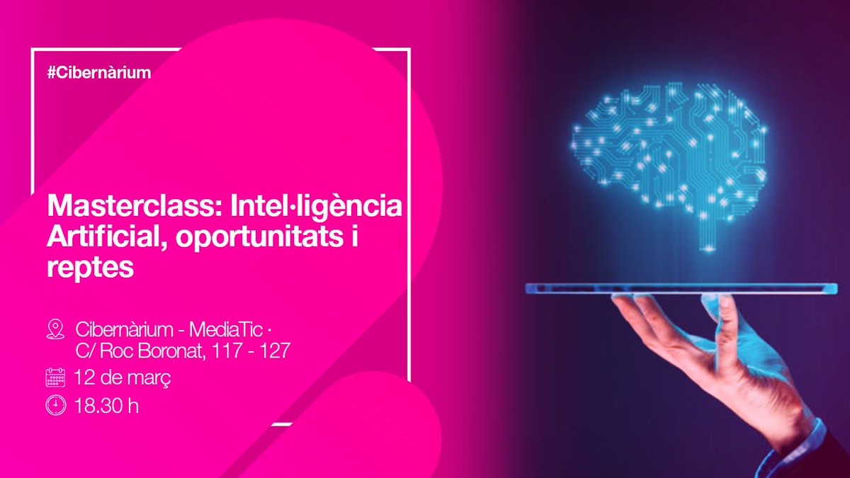 barcelonactiva's tweet image. Salut, educació, mobilitat, ecologia... 🤖 la #Intel·ligènciaArtificial ho està transformant tot! Et convidem a descobrir el present i el futur d’aquesta tecnologia en una #MasterclassCibernàrium gratuïta 🆓. L’ABC de la #IA t’espera aquí 👉 ow.ly/ctuf50yEtdc
