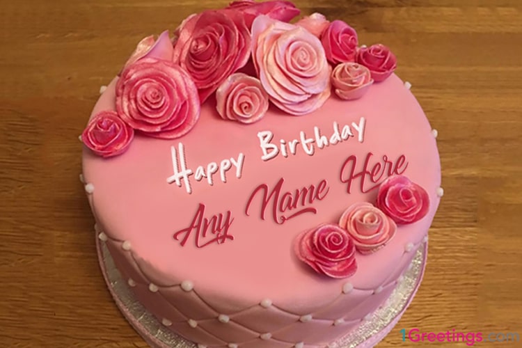 1greetings Pink Rose Birthday Cake Images With Name Edit Write Your Name On Birthday Cake Online For Free And With Just A Few Simple Steps Go To