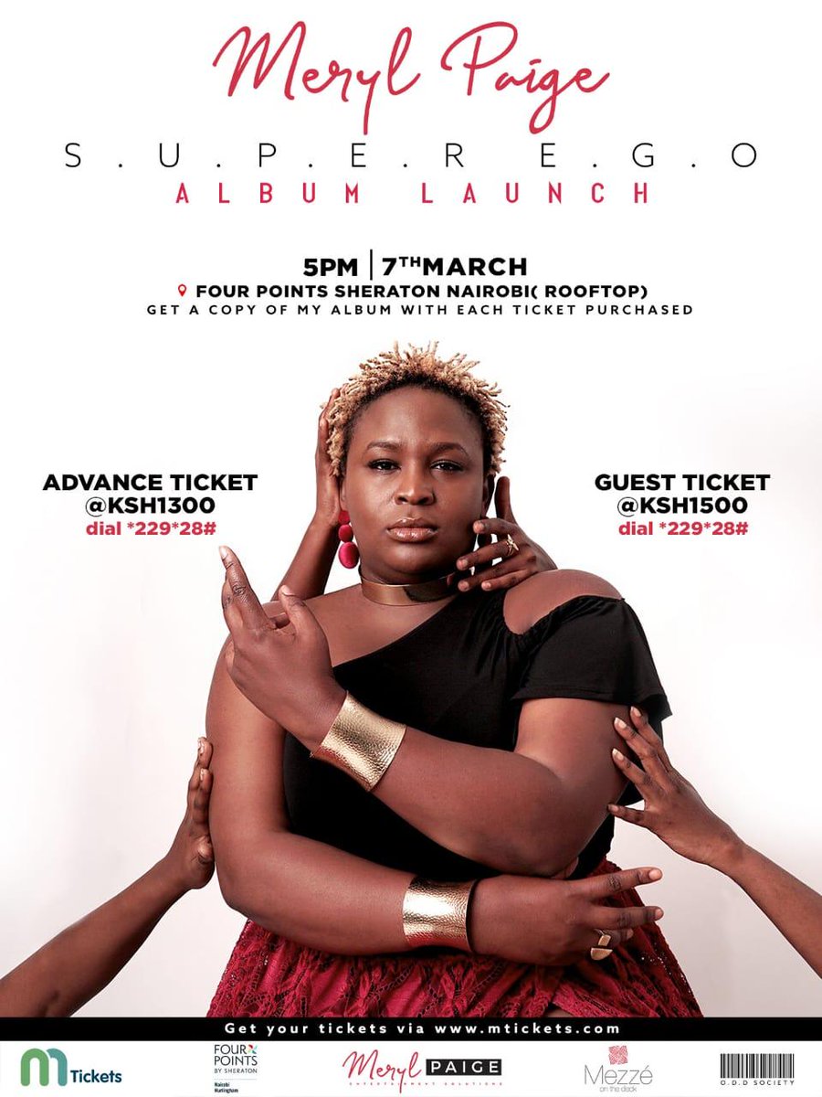 okinawacircus's tweet photo. 1 more day until @MerylPaige #SuperEgoAlbumLaunch dial *229*28# for your #Mtickets. Advance KES 1300 Door KES 1500. A ticket also gets you the Super Ego Album! https://t.co/AotFFtypxX