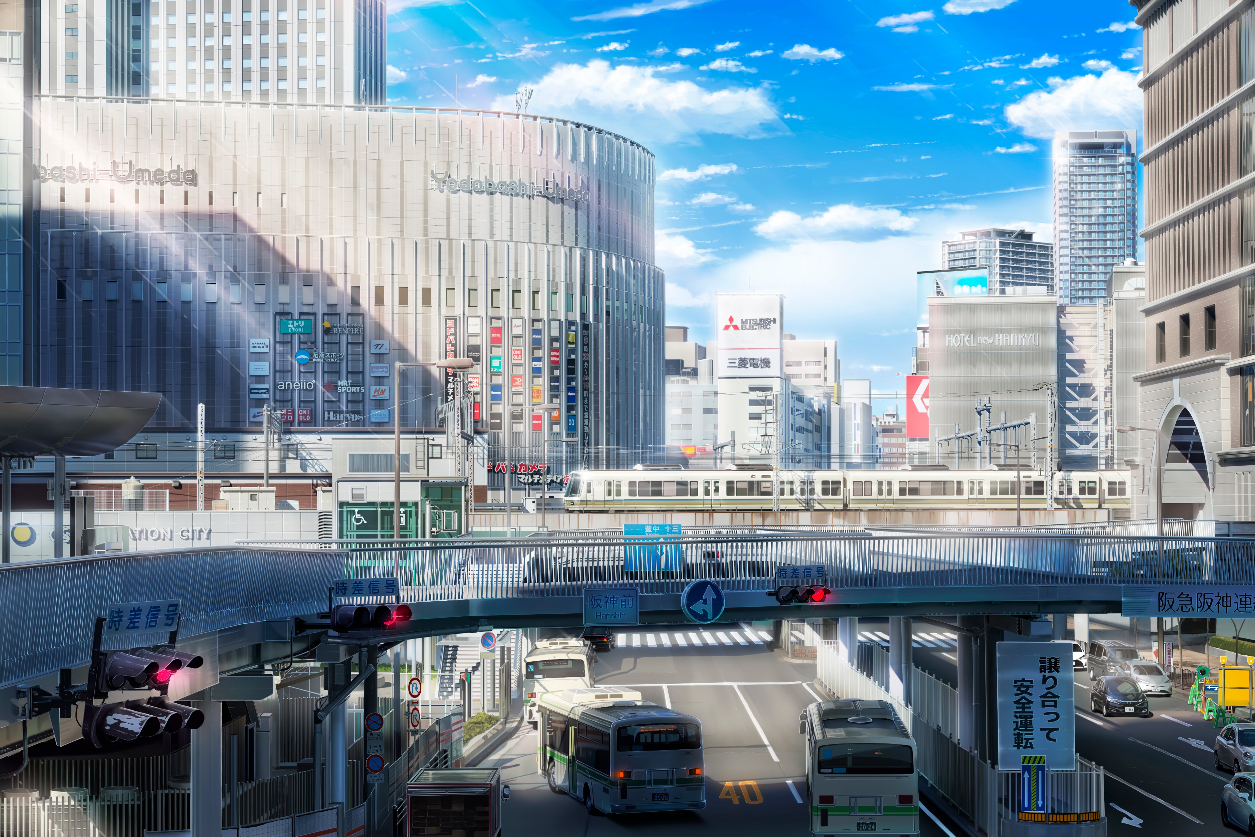 ハンカチ 大阪梅田駅前 梅田のイラスト描きました T Co Ofdlngzamt Twitter